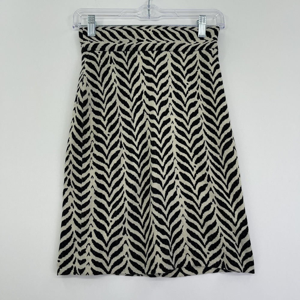 Diane Von Furstenberg Womens Shorts Skirt Size 2 Black Beige Cotton Zipper Mini